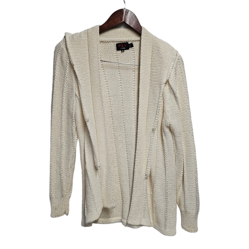 FIA ITALIA Cardigan Sweater Medium Cream Shoulder Pads Vintage‎